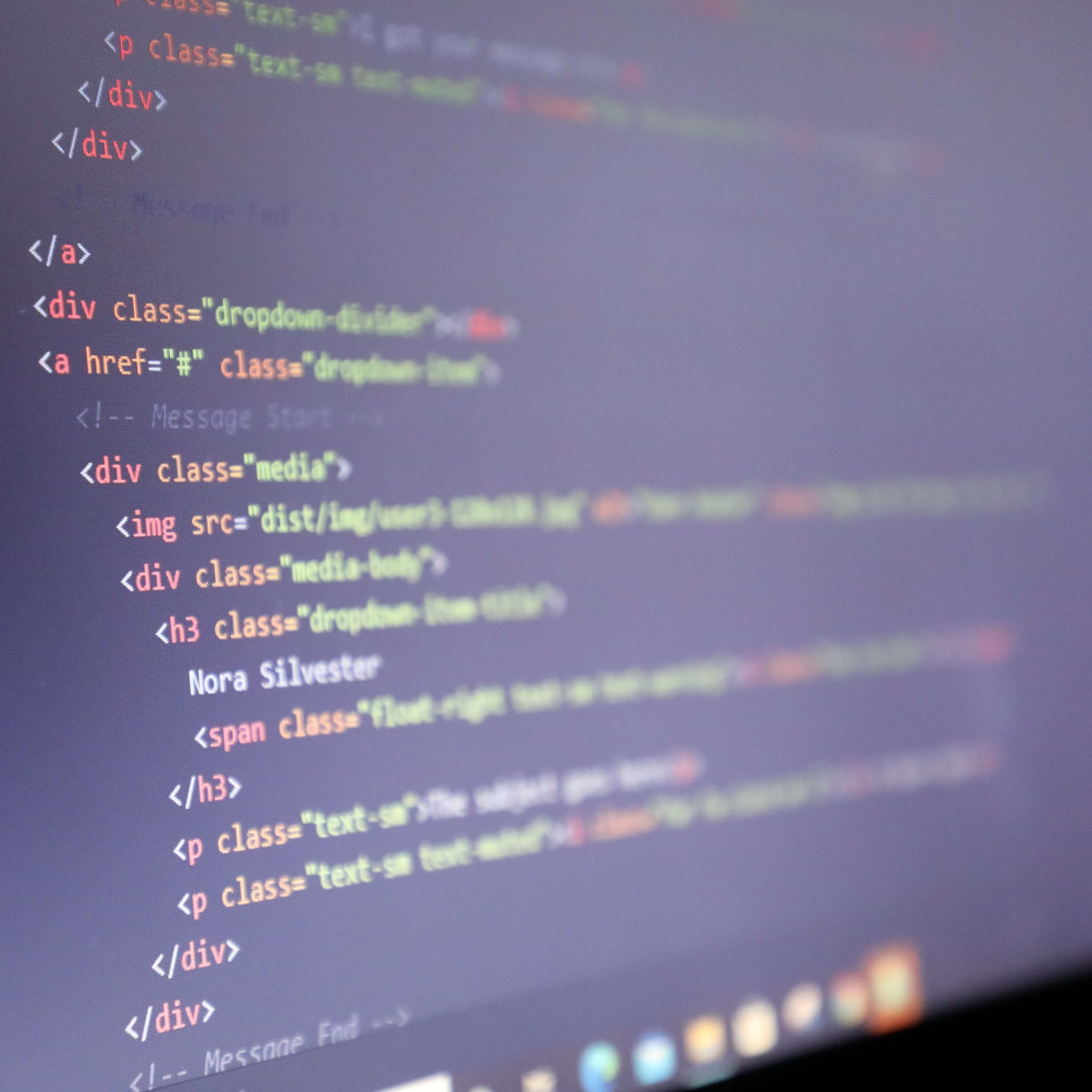 html code on a computer